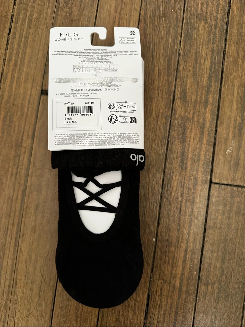 ALO Yoga Black Women's Strappy Siren Grip Socks